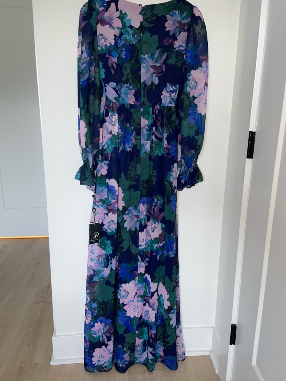 NWT Adrianna Papel Wrap Maxi Dress - Navy, Purple & Green-6 - Picture 5 of 7